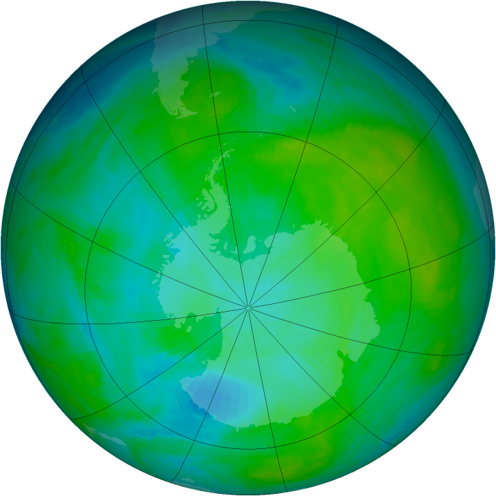 Antarctic ozone map for 09 February 1983
